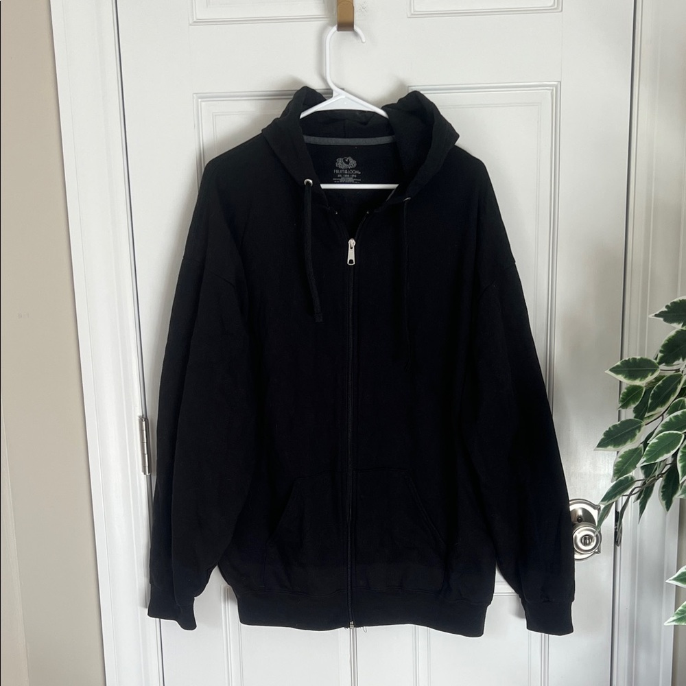 Fruit of the Loom Black Zip Up Hoodie Size 2XL